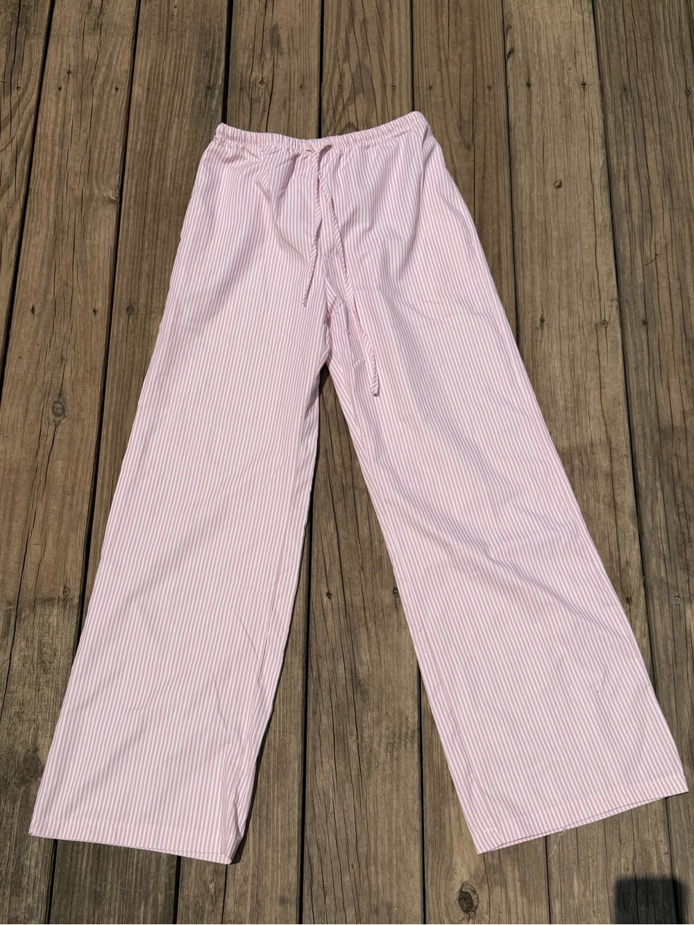 Light Pink Striped Wide-Leg Lounge Pants